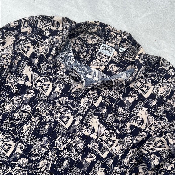 Naked & Famous Denim Other - Naked & Famous Denim Navy & Cream Graphic Button-Up Shirt